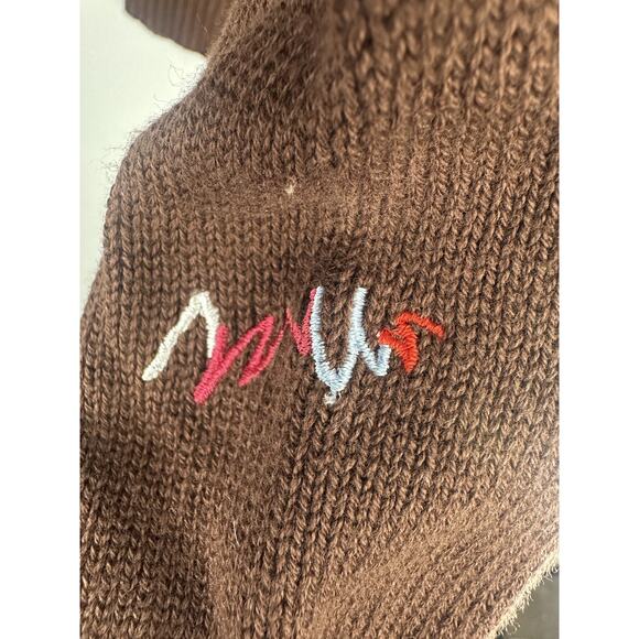 NWT COOGI Brown Knit Sweater Elbow Patch Crewneck Logo Embroidery Men's XXXL - Picture 9 of 12